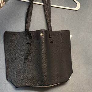 Dreubea Black Faux Leather Pebbled Tote Bag NWT witchy Gothy